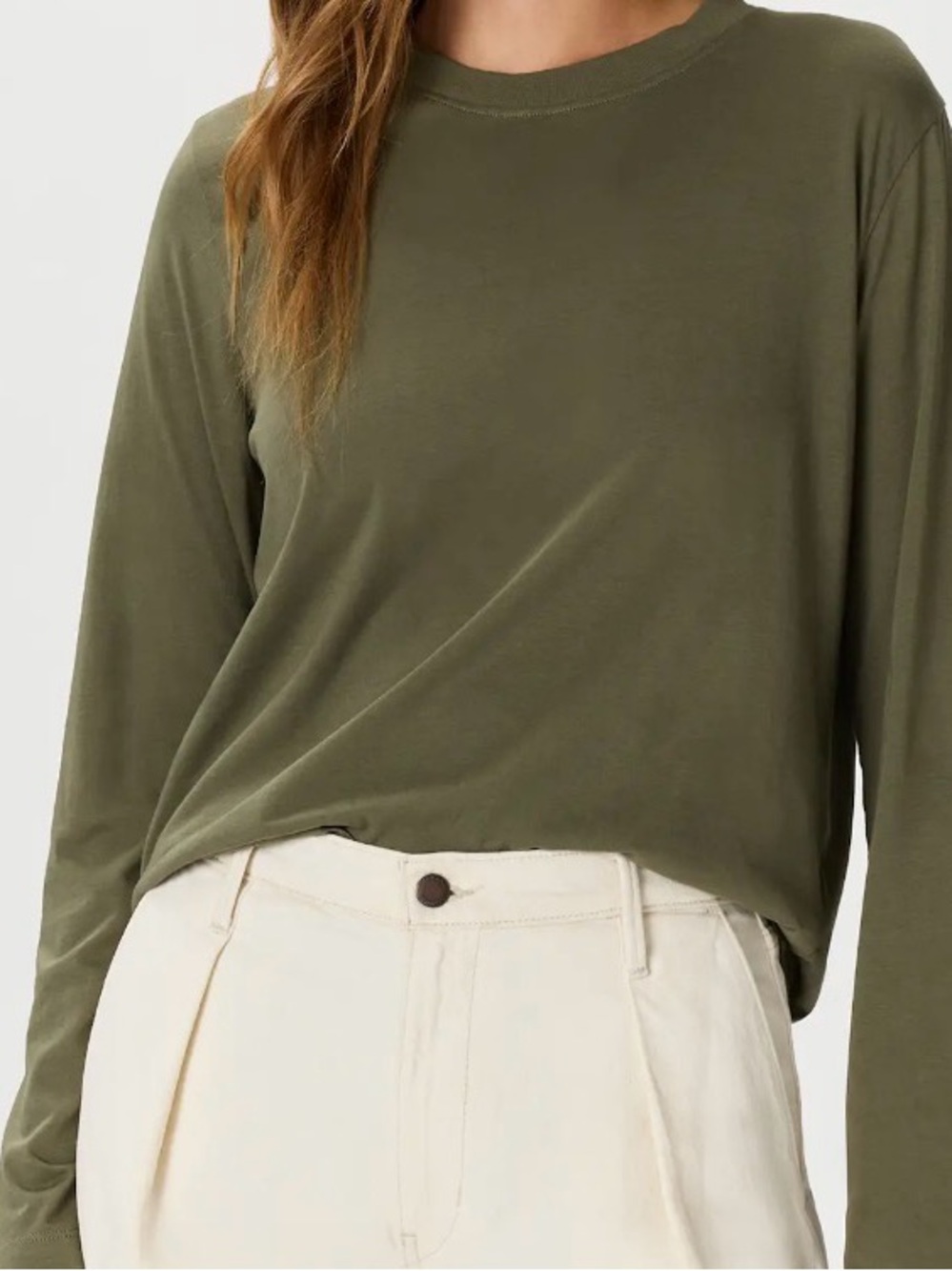 Quince Olive Green Long-Sleeve Crewneck Top
